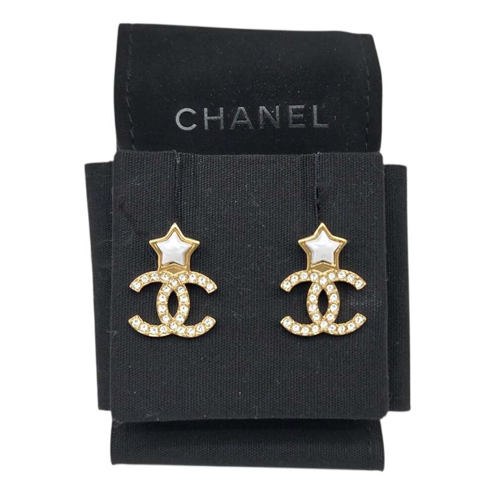Chanel Cc Logo Star Earrings Gold-Tone #246678C11B - Picture 7 of 7